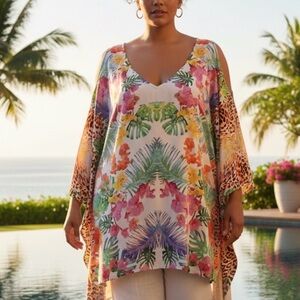 Atelier Concept Cold Shoulder Blouse Size Large